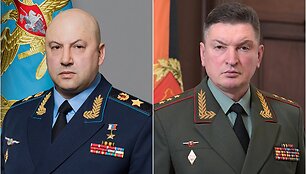Rusijos puolimo Donbase vadai: &bdquo;Pietų&ldquo; grupuotės vadas generolas Sergejus Surovikinas ir &bdquo;Centro&ldquo; grupuotės vadas generolas Aleksandras Lapinas