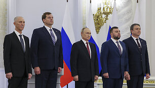 Vladimiras Saldo, Jevgenijus Beliackis, Rusijos prezidentas Vladimiras Putinas, Denisas Pu&scaron;ilinas ir Leonidas Pasečnikas