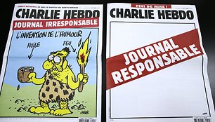 Charlie Hebdo tos pačios savaitės numerio viršeliai – „neatsakingas laikraštis“ ir „atsakingas laikraštis“