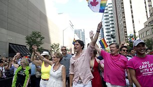 Kanados premjeras Justinas Trudeau dalyvavo Toronto gėjų parade