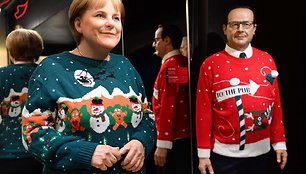 Paryžiaus vaškinių figūrų muziejus papuošė eksponatus kalėdiniais megztiniais
