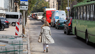 Automobilių spūstis Donelaičio gatvėje