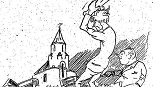 Valstiečių liaudininkų lyderius vaizduojanti karikatūra „Ryte“ 1926 m.