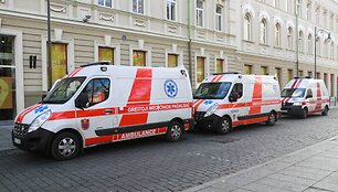 Į mitingą Vilniaus centre medikai suvažiavo ir greitosios pagalbos automobiliais