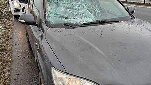 Ledo luitas pramu&scaron;ė automobilio stiklą