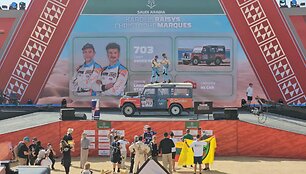 Karolio Rai&scaron;io Dakaro ralio fini&scaron;o podiumo akimirkos