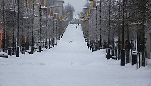 &Scaron;iauliai vaduojasi i&scaron; sniego gniaužtų