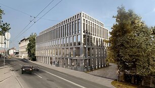 Naujas daugiabutis i&scaron; Kauno gatvės pusės