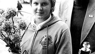 Lina Kačiu&scaron;ytė su treneriu A.Gražiūnu