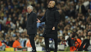 &bdquo;Manchester City&ldquo; ir Madrido &bdquo;Real&ldquo; dvikovos akimirka. Pepas Guardiola