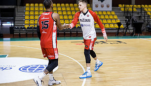 Mažeikių „M Basket Delamode“ ir Vilniaus „Wolves Twinsbet“ rungtynių akimirka. Tomas Zdanavičius