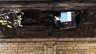 Avarinės būklės balkonai: įlūžus grindims įstrigo vilnietė
