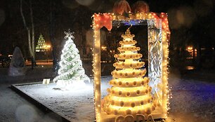 Druskininkai įžiebė eglę: pagrindinis akcentas &ndash; auksinė karūna