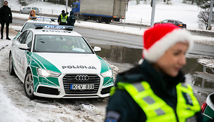 Šventinio kelių policijos reidas Vilniuje akimirka