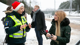 Šventinio kelių policijos reidas Vilniuje akimirka