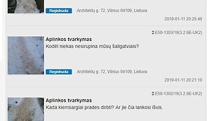 Puslapyje &bdquo;Tvarkau Vilnių&ldquo; užfiksuoti prane&scaron;imai dėl nei&scaron;valytos nuo sniego Architektų g. Lazdynuose