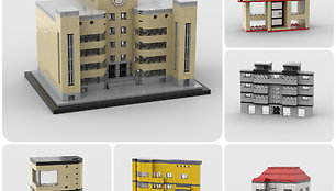 Roko Mikšiūno iš „Lego“ detalių sukonstruoti modernistiniai pastatai