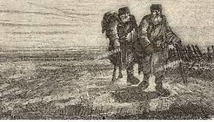 Medžio raižinys &bdquo;Du kaimiečiai kelyje netoli Taurogeno&rdquo; geografijos, kelionių ir kostiumų žurnale i&scaron;spausdintas 1865 m.&nbsp;