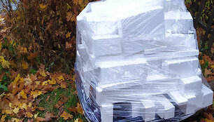 Scraps of expanded polystyrene left after construction