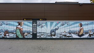 Algis Kri&scaron;čiūnas' art on an LP Express terminal