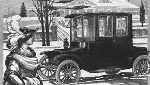 1912-ųjų Detroit Electric reklama – elektromobilių reklamose dažnai vaizduotos moterys, nes jiems nereikėjo stiprių rankų ar mechanikos žinių