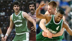 Arvydas Sabonis (kairėje) ir Tyusas Edney (de&scaron;inėje)