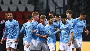 &bdquo;Manchester City&ldquo; žaidėjai &scaron;venčia įvartį