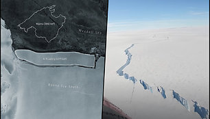 Nuo Antarktidos atskilo didžiausias pasaulyje ledkalnis –  jo ilgis siekia maždaug 170 km