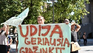 Panevėžyje pratybų &bdquo;Karaliaus kirtis 2021&ldquo; metu &ndash; mitingo imitacija 