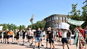 Panevėžyje pratybų &bdquo;Karaliaus kirtis 2021&ldquo; metu &ndash; mitingo imitacija 