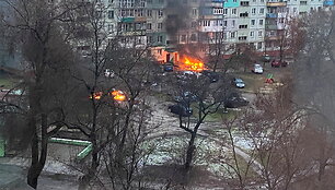 Vaizdai i&scaron; Mariupolio, smarkiai nukentėjusio nuo Rusijos pajėgų atakų