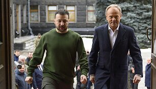 Ukrainos prezidentas Zelenskyy priima Lenkijos ministrą pirmininką Tusk. / Ukraine Presidency/Ukrainian Pre / ZUMAPRESS.com