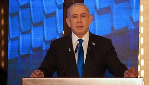 Izraelio Ministras Pirmininkas Netanyahu kalba Jeruzalės atminimo dienos ceremonijoje. / GIL COHEN-MAGEN / via REUTERS