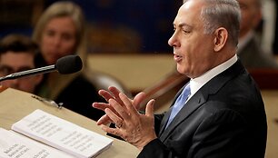 Izraelio ministras pirmininkas yra kalbėjęs JAV Kongrese. / Joshua Roberts / REUTERS