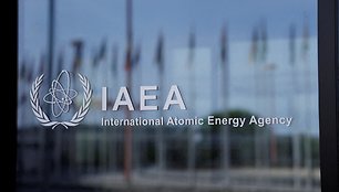Tarptautinės Atominės Energetikos Agentūros logotipas Vienoje. / Leonhard Foeger / REUTERS