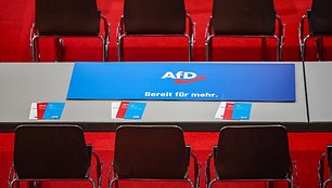 AfD Sachseno partijos konferencija Glauchau mieste. / Jan Woitas / dpa/picture-alliance