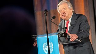 Antonio Guterres kalba apie klimato veiksmus Niujorke. / David Dee Delgado / REUTERS