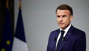 Prancūzijos prezidentas Macron skelbia parlamentines rinkimų spaudos konferenciją. / Stephane Mahe / REUTERS