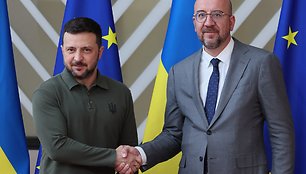 Ukrainos prezidentas Volodymyras Zelenskis ir EVT pirmininkas Charles'is Michelis