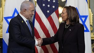 Izraelio ministras pirmininkas Benjaminas Netanyahu ir JAV viceprezidentė Kamala Harris