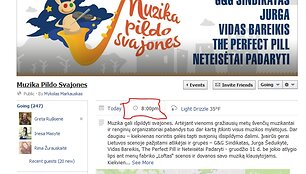 Facebook renginio puslapyje renginio pradžia nurodyta 20h