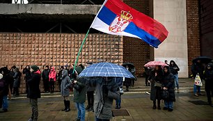 Protestai Serbijoje dėl Novi Sado traukinių stoties katastrofos / ANDREJ ISAKOVIC / AFP