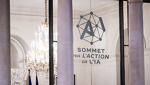 Dirbtinio intelekto konferencijos Paryžiuje logotipas / JEANNE ACCORSINI/SIPA / JEANNE ACCORSINI/SIPA