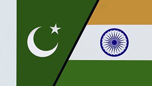 Pakistano ir Indijos vėliavų koliažas / IMAGO/Sascha Steinach / IMAGO/Steinach