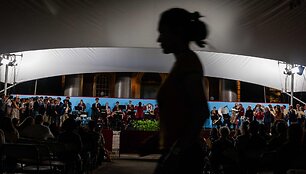 Harvardo studentai ceremonijoje / SPENCER PLATT / Getty Images via AFP