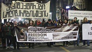 Protestas prie&scaron; Mzios Amaghlobeli sulaikymą / Zurab Tsertsvadze / AP