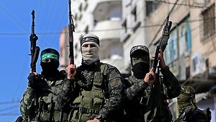 Palestiniečių kovotojai i&scaron; Ezzedine'o al Qassamo brigadų / Ashraf Amra \ apaimages/SIPA / Ashraf Amra \ apaimages/SIPA