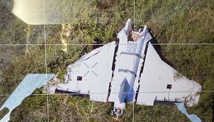 Gaižiūnų poligone nukritęs dronas. / Lietuvos kariuomenės nuotr.