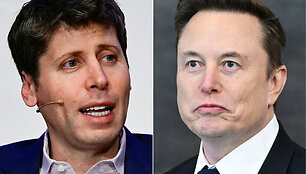 Samas Altmanas ir Elonas Muskas / JOHN MACDOUGALL SAUL LOEB / AFP