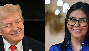 Donaldas Trumpas ir Delcy Rodriguez  / JIM WATSON JUAN BARRETO / AFP